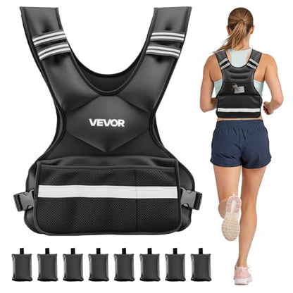 VEVOR Adjustable Weighted Vest, 4-10lbs/20-32lbs/24-40lbs/40lbs Comfortable X-Shape Body Weight Vest Set with 6/8 Weight Packs and Reflective Stripe, for Men Women, Workout Equipment for Strength Training Running Jogging - size: 24-40 lbs