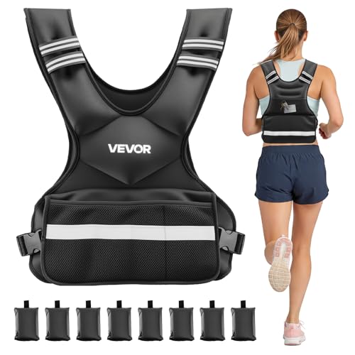 VEVOR Adjustable Weighted Vest, 4-10lbs/20-32lbs/24-40lbs/40lbs Comfortable X-Shape Body Weight Vest Set with 6/8 Weight Packs and Reflective Stripe, for Men Women, Workout Equipment for Strength Training Running Jogging - size: 24-40 lbs