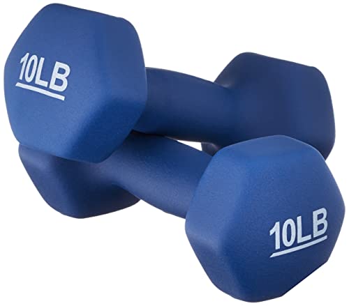 Amazon Basics Neoprene Dumbbell Hand Weights for Exercise and Muscle Toning - style: 10 Pound, Pair