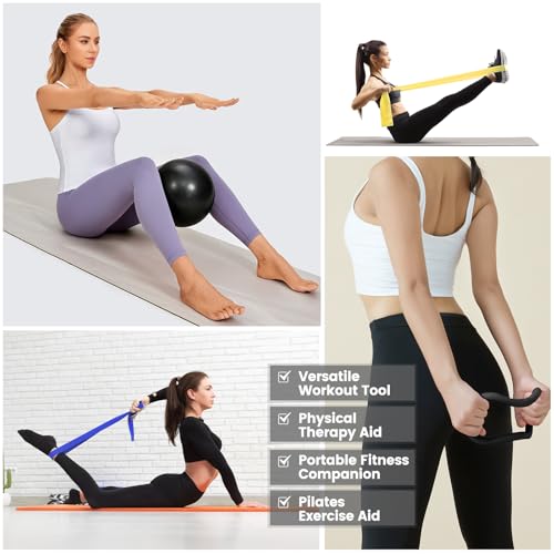 Pilates Kit for Women 13PCS, Pilates Ring and Ball Set with Magic Circle, Resistance Bands Set, Figure 8 Band, Yoga Ring & Grip Socks, Home Workout Equipment Essentials Starter Kit for Beginners - color: Black