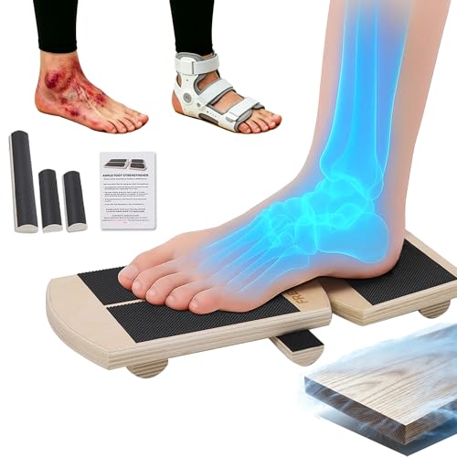 Ankle Foot Balance Board, Quebec Beech Wood Ankle Rehabilitation Strength Training Tool for Sprain Recovery, Muscle Injury Relief, Side Balance Kick Board, Suitable for Seniors, Athletes & Adults