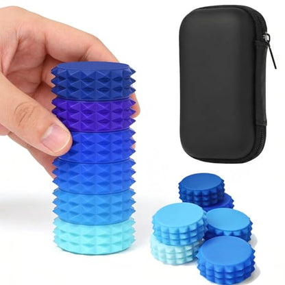 Fidget Toys Adults, 6 Pack Silicone Massage Roller Handheld for Stress Relief & Focus, Sensory Toys for Teens Kids with Autism ADHD Anxiety, Textured Quiet Fun Gift (Blue)