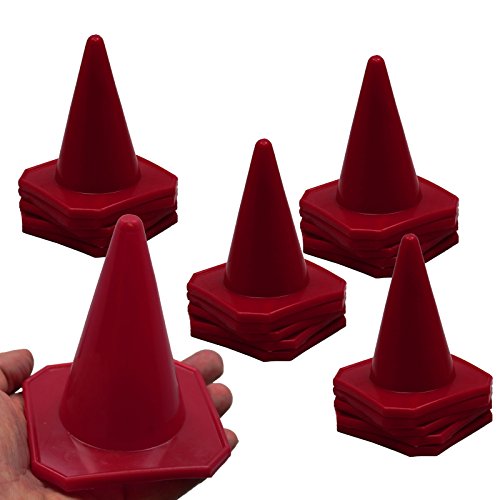 BlueDot Trading 4” Red Mini Plastic Traffic Cones | Set of 20 for Agility Training, RC Racing, Outdoor Activities, Sports Drills, Party Games