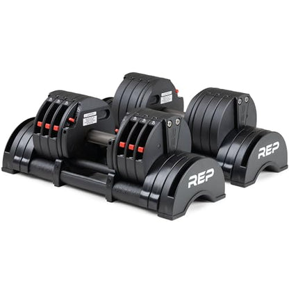 REP Fitness QuickDraw Adjustable Dumbbell Set, Pair, 30/40/50/60 lb Each, Steel Plates, Knurled Handle, Lock-N-Load Switch, Space-Saving Compact Free Weights, Strength Training, Home Gym, Men & Women - style: 5-40 lbs