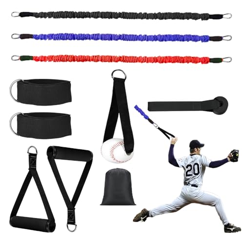 Baseball Resistance Trainer,Training Aid for Baseball Softball Pitchers,Interchangeable Grips to Build Arm Strength,Arm Bands for Baseball Players,Baseball Throwing Trainer,Great to Warm-Up
