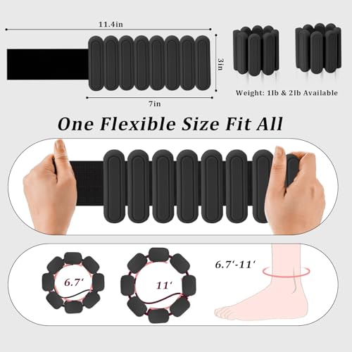 Adjustable Ankle Weights for Women & Wrist Weights Set of 2 (1LB Each) - Durable Weight for Men, Perfect for Home Fitness, Gym Workout, Yoga & Walking - Ideal for Daily Strength Training