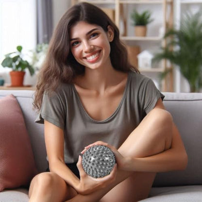 Plantar Fasciitis Foot Massage Ball for Pain Relief - Firm & Spikey Set of 2 - Spiky Reflexology, Neck, Trigger Point Therapy, Myofascial Pain Massage On Sore Muscles - Manual Massager for Back, Feet
