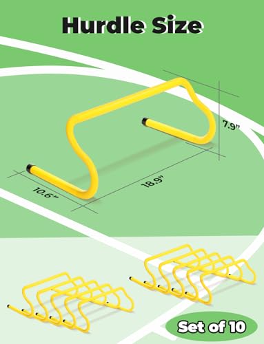 GHB Agility Hurdles 8" Speed Agility Training Hurdles, Detachable Sturdy Hurdles Training Equipment Set with Carry Bag for Kids,Athletes,Soccer,Basketball - size: 10 Pack-Yellow
