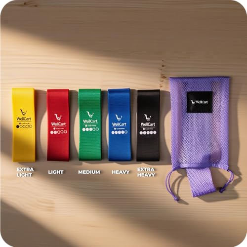 Fabric Hip Resistance Bands Set (5 Levels: X-Light to X-Heavy) – Non-Slip Glute & Lower-Body Training Bands with Carry Bag