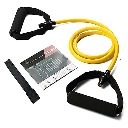 Resistance Bands with Handles, Single Resistance Bands, Exercise Bands with Handles, for Resistance Training, Physical Therapy, Home Workouts, Fitness, Pilates - color: yellow-10lbs