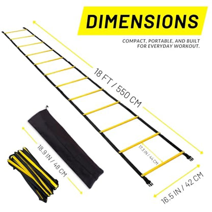 SOFTSOUL Tangle Free Agility Ladder, 12 Fixed Rungs, Heavy Duty Speed & Footwork Training Ladder for Football Soccer Basketball Drills, Portable Exercise Ladder for Kids, Youth & Adults - style: 12 Rungs (2 Pack)