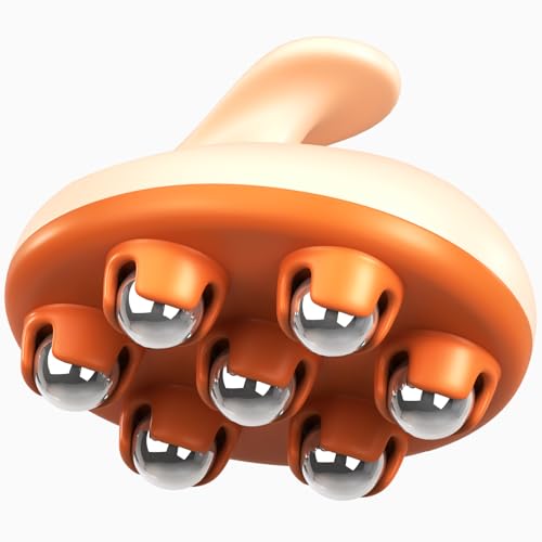 Lymphatic Drainage Massager with Cooling Steel Rollers for Body Sculpting, Cellulite & Sore Muscles, Grip-Friendly with Ergonomic Design for Arms, Thighs, Glutes and Stomach by M3 – Orange