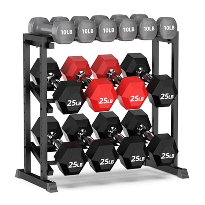 PLKOW Adjustable 3-Tier Dumbbell Rack for Home Gym Weight Storage - color: Black
