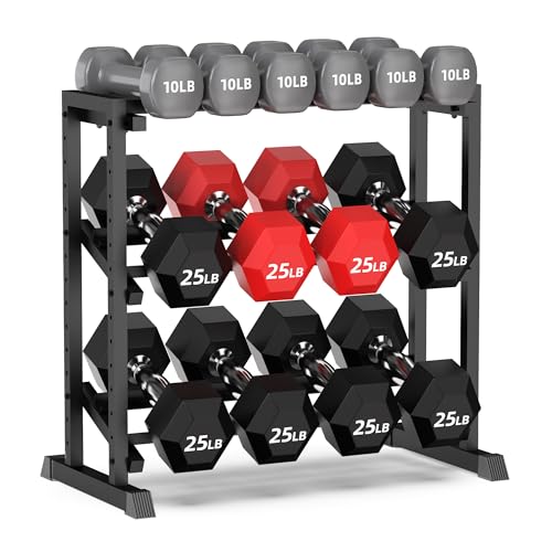PLKOW Adjustable 3-Tier Dumbbell Rack for Home Gym Weight Storage - color: Black