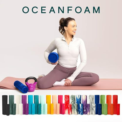 Tidal Roller - Royal Blue - Muscle Massage Foam Roller for Back Pain & Stretching - Firm and Ergonomic Wide Wave Textured - Yoga, Athletics, & Wellness - Full Size, 20" x 5" - color: Royal Blue