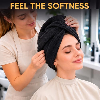 TEAWOO Salon Towels 3 Pack, Super Absorbent Soft Black (16x27IN) Microfiber Hair Towels for Bathroom, Spa, Gym & Home Beauty Care