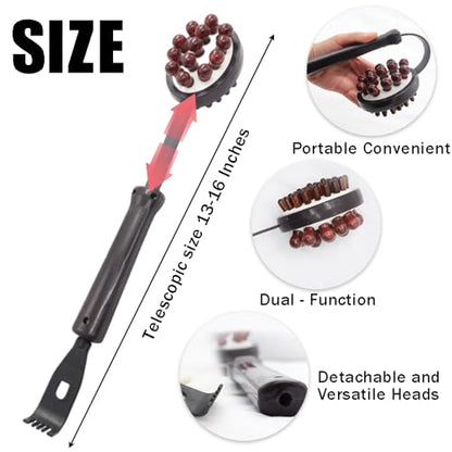 Body Massage Hammer,Telescoping Meridians Back Knock Massager,Detachable Heads Back Scratcher,Portable Gua Sha Massage Relaxing Tool