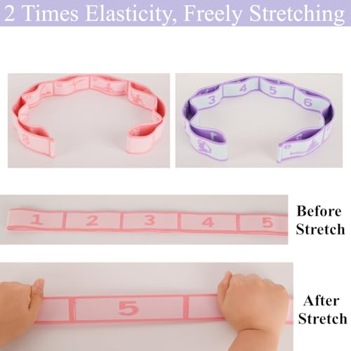 Elastic Yoga Stretching Strap with Loops, CEILIWEN Stretch Straps for Physical Therapy, Pilates Stretch Band, Elastic Exercise Bands, Leg Stretching Strap, Stretch Resistance Bands for Exercise - color: 02