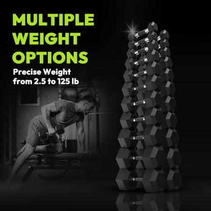 Hex Dumbbell Sets, 90-640 lb Rubber Encased Exercise & Fitness Dumbbells Set, Hand Weight for Strength Training, Weight Dumbbells - size: 180 lb Set (Pair of 5, 10, 15, 25, 35 lb)