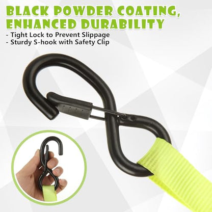 4 Pcs 1 Inch Ratchet Straps Heavy Duty 20ft Tie Down Straps Ratchet with Hooks, 2645 LBS Break Strength, Cargo Ratcheting Straps for Motorcycle Straps Tie Downs, Trucks, Yellow - color: Yellow