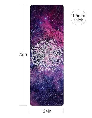 nuveti Printed Travel Yoga Mat-1/16 Inch Thick Non Slip Fitness Workout Mat with Carrying Bag, Foldable Lightweight Suede & Natural Rubber Yoga Mat for Yoga Pilates and Fitness 72" L x 24" W x 1.5mm
