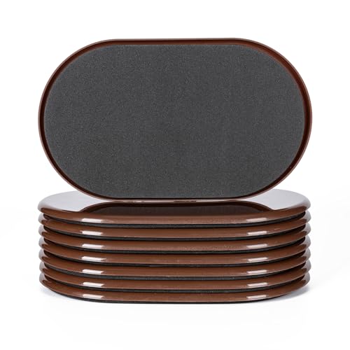 8 Pcs 5 3/4'' x 9 1/2" Furniture Sliders Pads for Hardwood Floors（Coffee） - size: 9 1/2" Oval-8 Pack Coffee