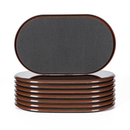 8 Pcs 5 3/4'' x 9 1/2" Furniture Sliders Pads for Hardwood Floors（Coffee） - size: 9 1/2" Oval-8 Pack Coffee