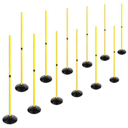 TNZMART 4.9FT Training Agility Poles Detachable Soccer Training Sticks Multi-Purpose Slalom Boundary Poles with Rubber Bases - style: Pack of 12