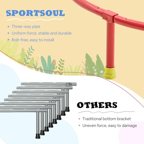 SPORTSOUL Mini Trampoline for Kids 3-6 with Super Safe Foam Handle Bar - color: Red & Blue
