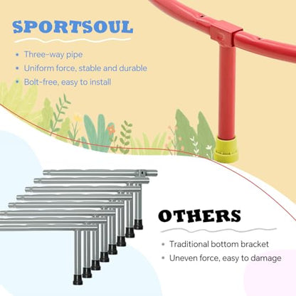 SPORTSOUL Mini Trampoline for Kids 3-6 with Super Safe Foam Handle Bar - color: Red & Blue