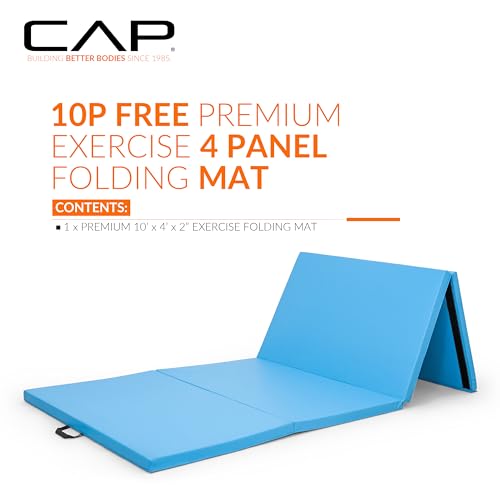 CAP Barbell All Purpose Folding Anti Tear Exercise Training Aerobic Fitness Gym & Gymnastics Balance Mat | Multiple colors - color: Blue, style: 10' x 4' x 2.0" Thick