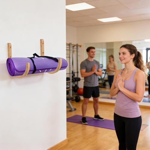 Yoga Wall Stand, Wooden Storage Rack, Fitness Organizer with Easy Install, Exercise Holder with Durable Grip, 9.84x9.06inch Gym Accessory, Home Fixture for Resistance Band Storage