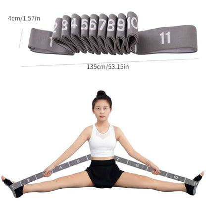 Elastic Stretching Strap with 11 Loops, Adjustable Stretch Band for Adults - Flexibility Straps for Yoga, Pilates, Dance - Non-Slip Fabric Resistance Band for Home Workout, Physical Therapy