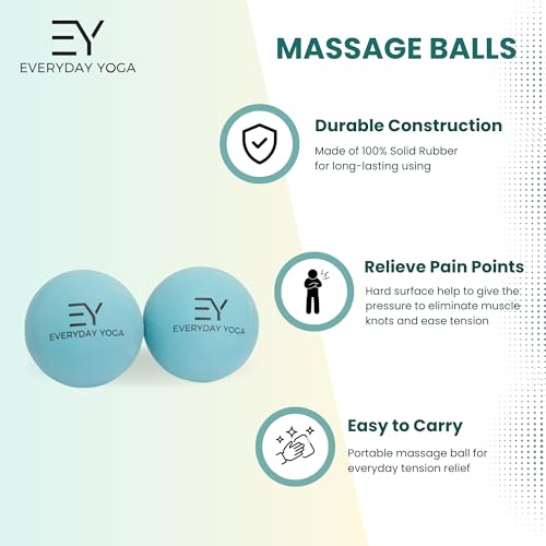 Everyday Yoga 2.5 Inch Massage Therapy Ball Set with Tote Bag - Aqua