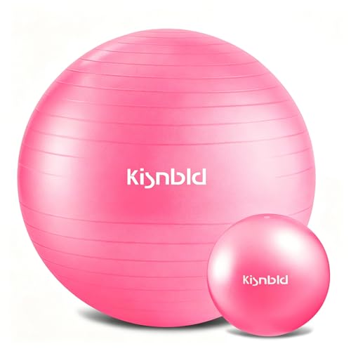 kisnbld Exercise Ball, Extra Thick Yoga Ball for Workout Pregnancy Stability, 4 Sizes Anti-Burst Balance Ball with Foot Pump - Heavy Duty Fitness Ball Chair for Office, Home & Gym - color: Hot Pink, size: L,(23-26in,58-65cm)