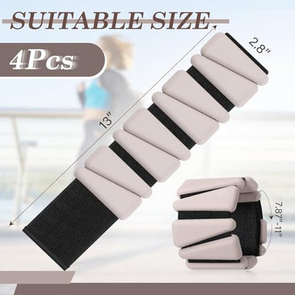 Wrist and Ankle Weights for Women Men Set of 4(1 lb Each) adjustable Arm Leg Silicone Weighted Wristbands Bracelets for Pilates Yoga Gym Workout Running Walking Strength Training(Beige) - color: Milk Tea Brown