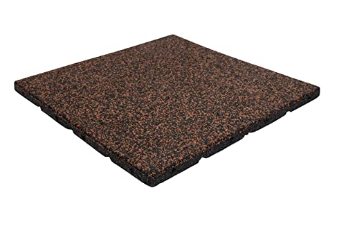 Elevate Rubber Playground Tiles - 1" Thick High Density Interlocking Shock Absorbent Safety Tile for Playgrounds, and Exercise Equipment - 20" X 20" (1 Tile - 2.7 Sq. Ft. - Brown)