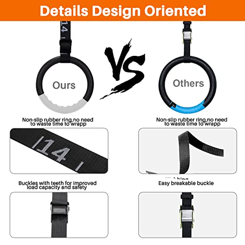Gymnastic Rings with 15 FT Adjustable Straps Non-Slip Gymnastics Rings Pull Up Workout Rings for Home Gym Exercise, Training