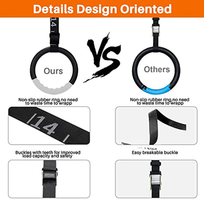 Gymnastic Rings with 15 FT Adjustable Straps Non-Slip Gymnastics Rings Pull Up Workout Rings for Home Gym Exercise, Training