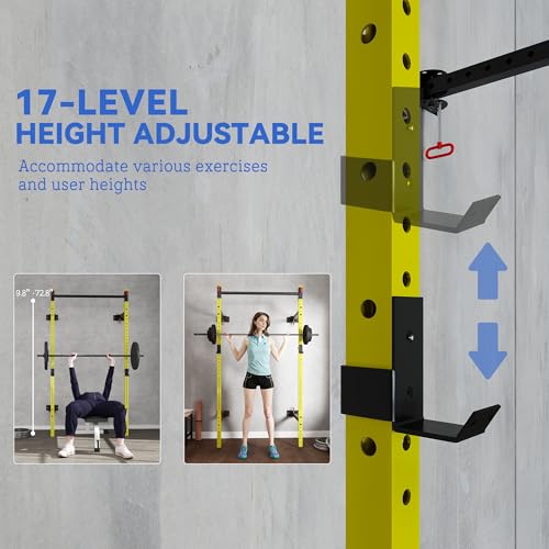 Soozier Adjustable Weight Bench with Dumbbell Rack Wooden Gym - color: Yellow