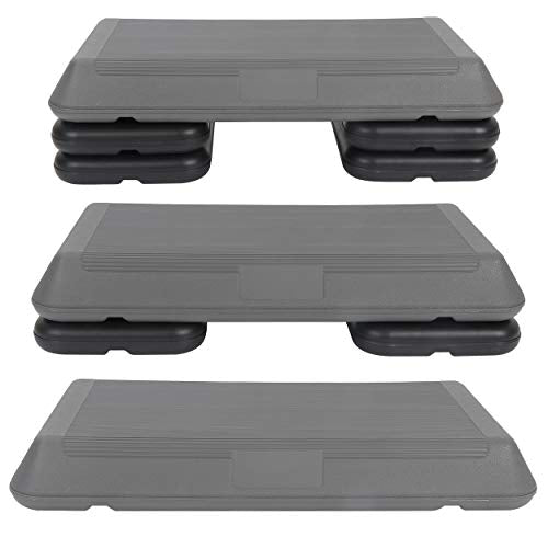 JungleA 28.5'' Exercise Step Platform Aerobic Stepper Workout Step Up Box for Home Gym, Circuit Size Steppers Bench, 4 Stackable Risers, 3 Levels 4"-6"-8" Height Adjustable Fitness Stair