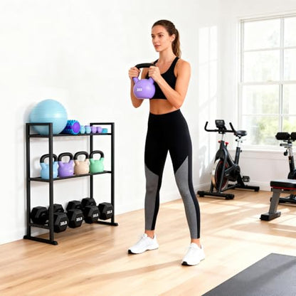 3 Tier Adjustable Dumbbell Rack - Weight Rack for Home Gym Dumbbells to 450 lb Capacity, Dumbbell Storage Rack Stand for Home Gym Dumbbells & Kettlebell