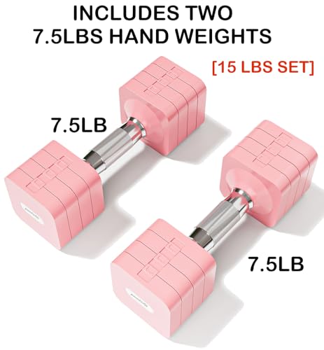 Adjustable Dumbbell Set for Women Men 7.5LB/10LB/15LB/20LB/25LB Each - color: Pink, style: 7.5LB Each [15 LBS Total]