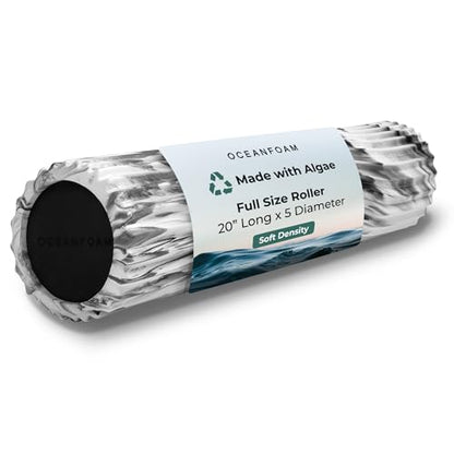 Soft Tidal Roller (Black Marbled) - Low Density Foam Roller for Physical Therapy, Back Pain, Excercise & Stretching - Wave Textured - Yoga, Athletics, & Wellness - Full Size, 20" x 5" - color: Black Marbled