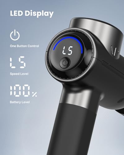 RENPHO Active+ Thermacool Massage Gun with Heat & Cold, Fathers Day Dad Gifts, App Control with Video-Guided Courses, Deep Tissue Handheld Massager for Back and Neck, 5 Speeds, 5 Heads, Carry Case - color: Black