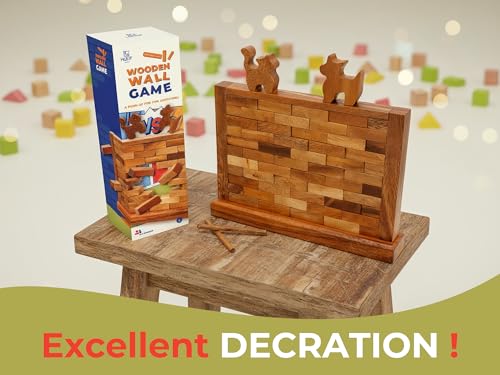 BSIRI Wooden Brick Wall Balancing Game with Characters Family for Teens and Adults Classic Brick Board Games Tabletop Party Skill Activity for Home Party Play - style: The Wall Game