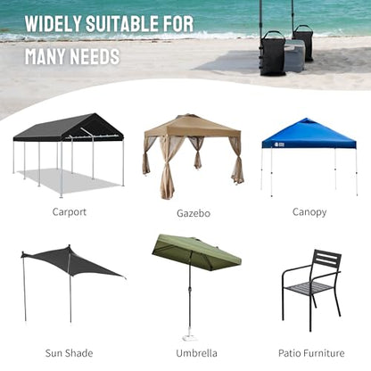 CROWN SHADES Sand Bags for Canopy Legs (120 LBS) Sandbags for Weight, Canopy Weights, Pop Up Tent Weights Bags, Black (Unfilled)