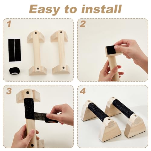 AHANDMAKER Wooden Parallettes Bars for Handstand Training in Natural Bisque Calisthenics Equipment Push Up Bars Dip Stands for Home Gym Strength Training Men Fitness Essentials