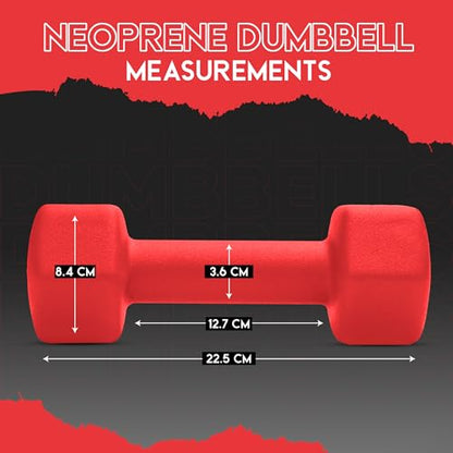 Fitness Republic Neoprene Dumbbell Set of 2, Non-Slip, Hex Shape, Free Weights for Muscle Toning and Strength Building - Portable Home Gym Hand Weights