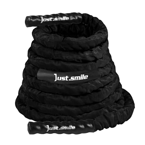 Fitness Battle Rope, 30ft Length, 1.5"" Diameter, Battle Rope with Cloth Sleeve-Heavy Ropes for Home Gym and Workout,Power Rope for Fitness, Black Green Blue, JS010001-Z